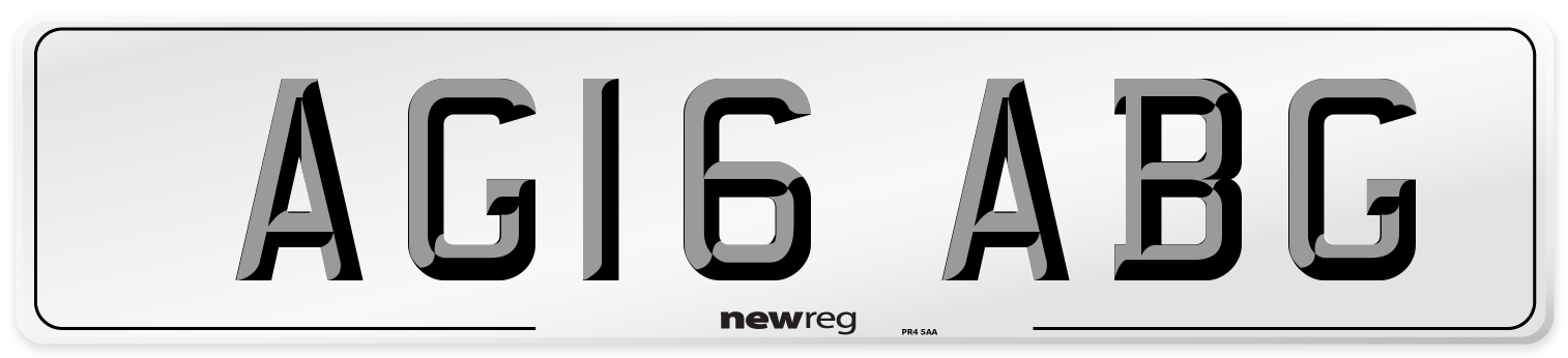 AG16 ABG Number Plate from New Reg